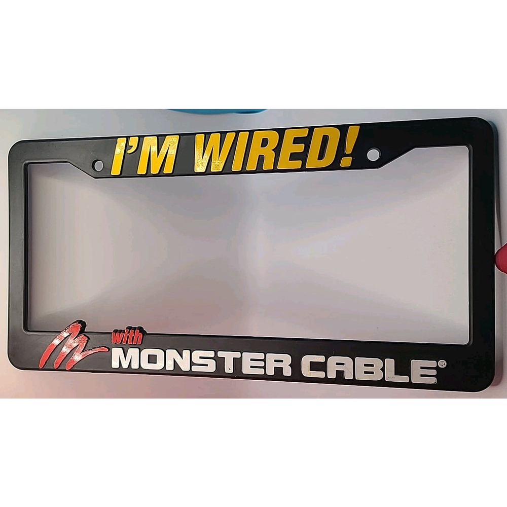 Vintage Monster Audio License Plate Frame I'm Wired With Monster Cable USA Made